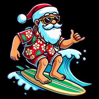 Cool Surfing Santa Christmas In July Summer Beach Party Tank Top T-Shirt