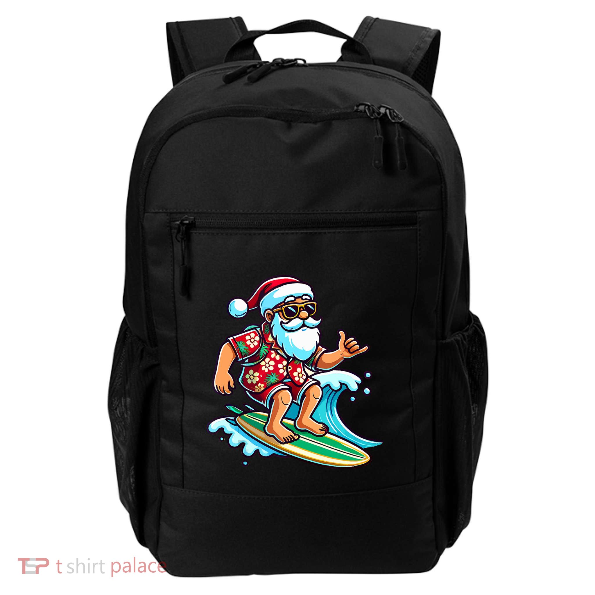 Cool Surfing Santa Christmas In July Summer Beach Party Tank Top Daily Commute Backpack