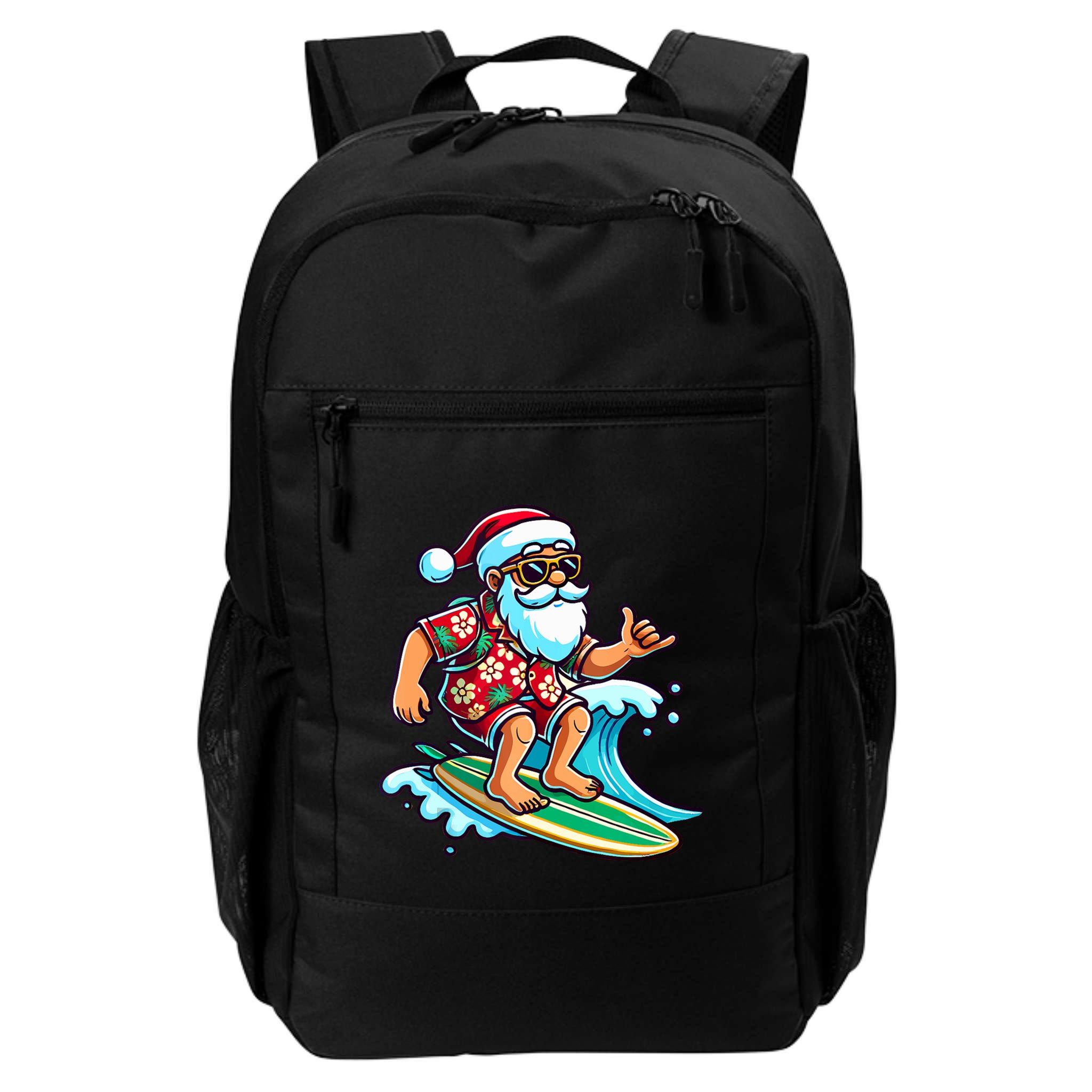 Cool Surfing Santa Christmas In July Summer Beach Party Tank Top Backpack