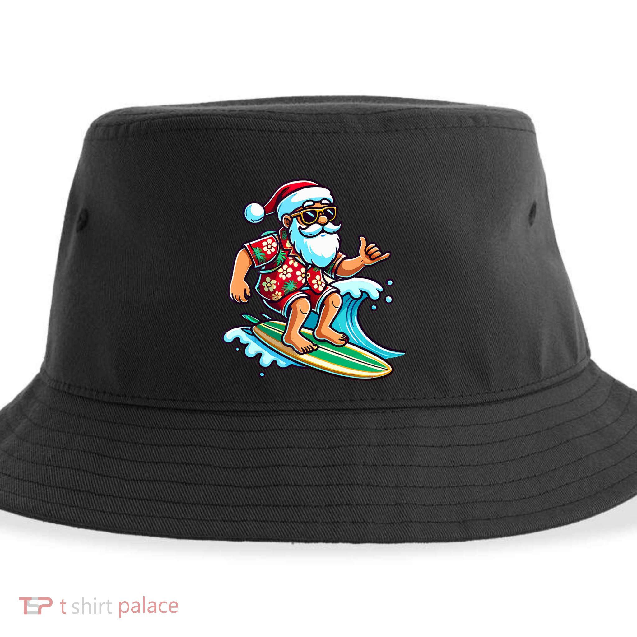Cool Surfing Santa Christmas In July Summer Beach Party Tank Top Sustainable Bucket Hat