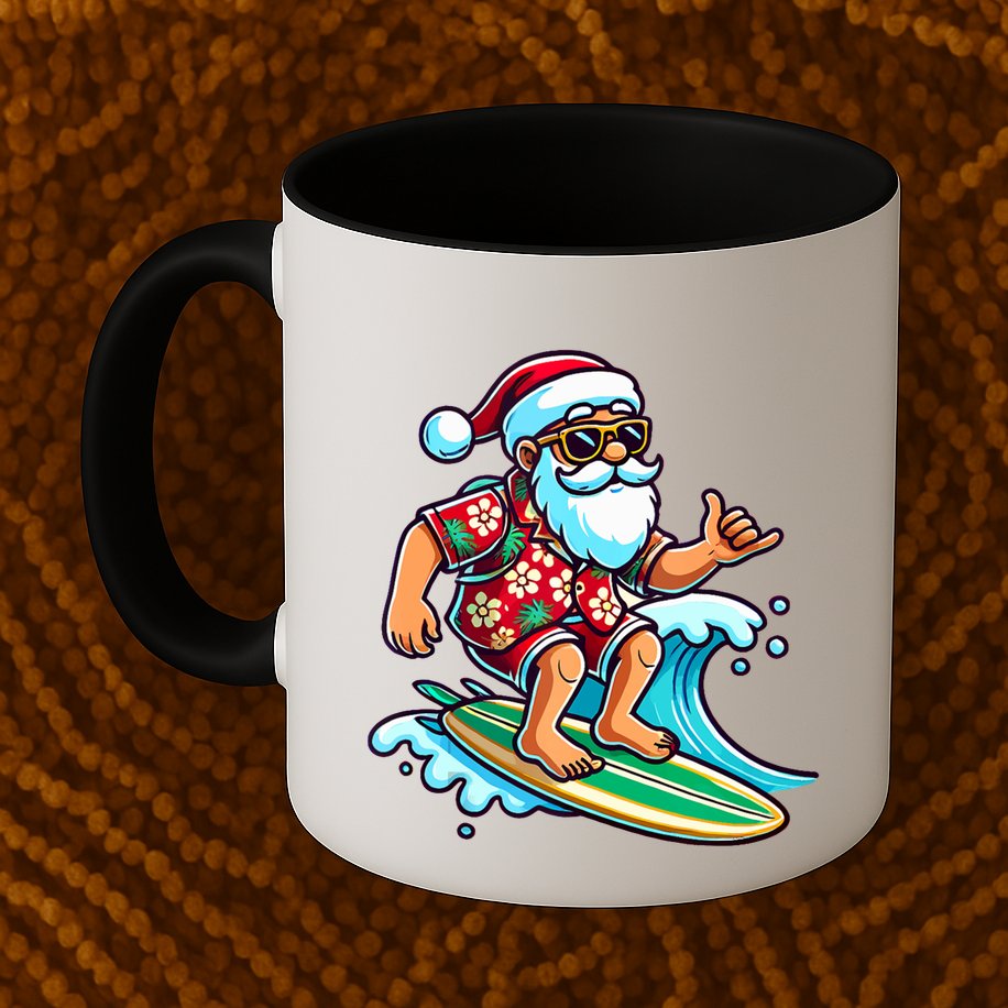 Cool Surfing Santa Christmas In July Summer Beach Party Tank Top Mug