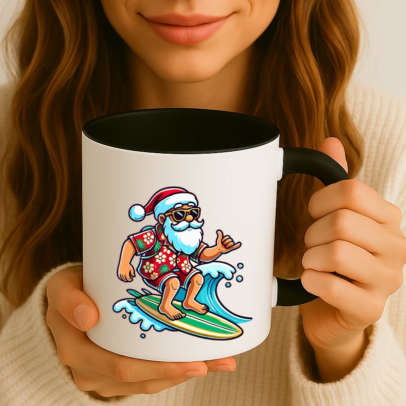 Cool Surfing Santa Christmas In July Summer Beach Party Tank Top Mug
