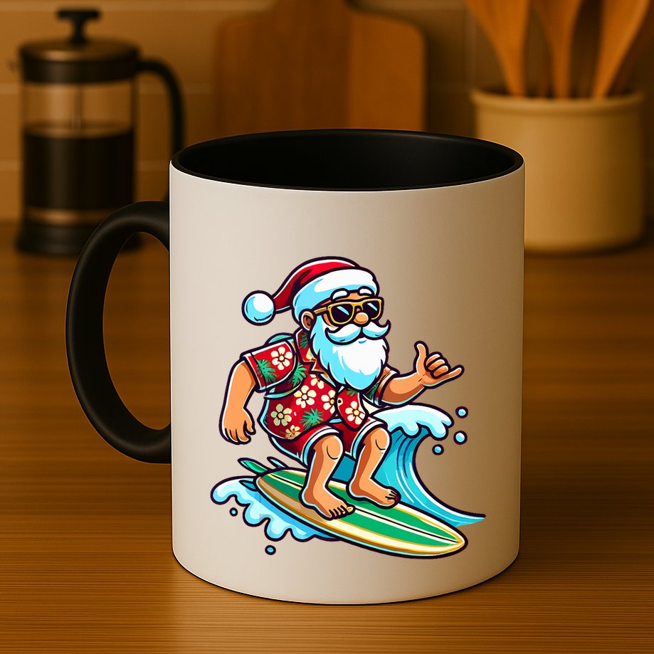 Cool Surfing Santa Christmas In July Summer Beach Party Tank Top Mug