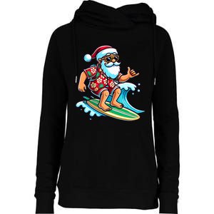 Cool Surfing Santa Christmas In July Summer Beach Party Tank Top Womens Funnel Neck Pullover Hood