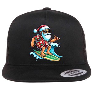 Cool Surfing Santa Christmas In July Summer Beach Party Tank Top Flat Bill Trucker Hat