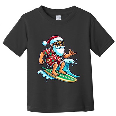 Cool Surfing Santa Christmas In July Summer Beach Party Tank Top Toddler T-Shirt