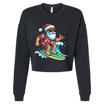 Cool Surfing Santa Christmas In July Summer Beach Party Tank Top Cropped Pullover Crew