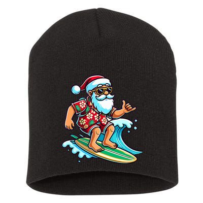 Cool Surfing Santa Christmas In July Summer Beach Party Tank Top Short Acrylic Beanie