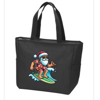 Cool Surfing Santa Christmas In July Summer Beach Party Tank Top Zip Tote Bag