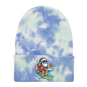 Cool Surfing Santa Christmas In July Summer Beach Party Tank Top Tie Dye 12in Knit Beanie