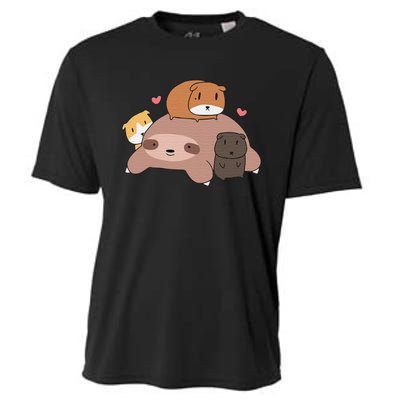 Cute Sleeping Sloth Loves Guinea Pigs for pet lovers plush Cooling Performance Crew T-Shirt