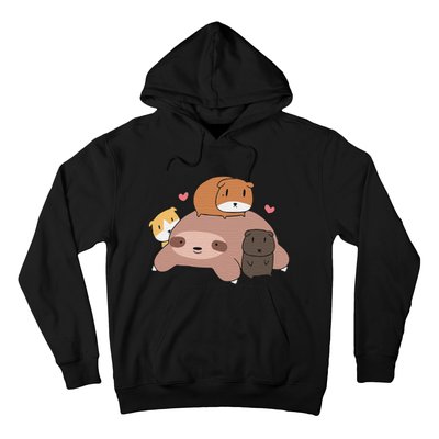 Cute Sleeping Sloth Loves Guinea Pigs for pet lovers plush Hoodie