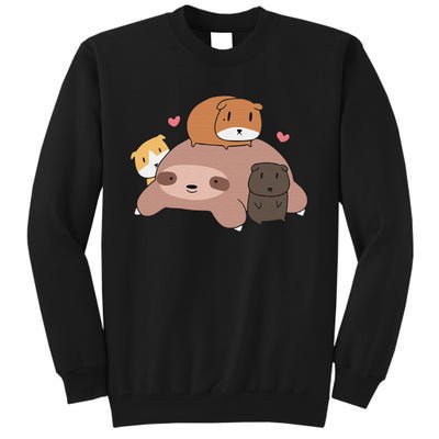 Cute Sleeping Sloth Loves Guinea Pigs for pet lovers plush Tall Sweatshirt