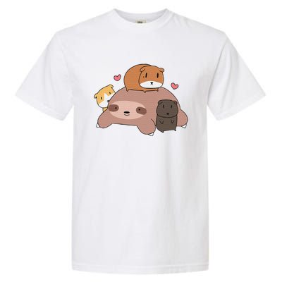 Cute Sleeping Sloth Loves Guinea Pigs for pet lovers plush Garment-Dyed Heavyweight T-Shirt