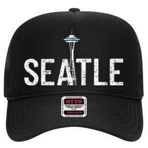 Cool Seattle Space Needle Souvenir Usa Washington High Crown Mesh Back Trucker Hat