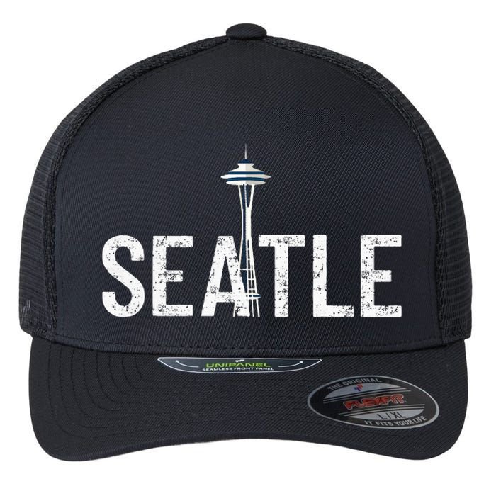 Cool Seattle Space Needle Souvenir Usa Washington Flexfit Unipanel Trucker Cap