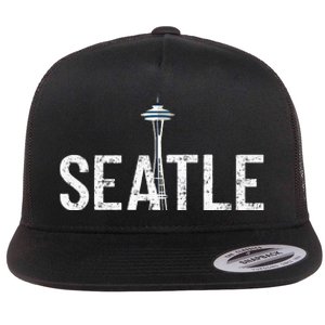 Cool Seattle Space Needle Souvenir Usa Washington Flat Bill Trucker Hat