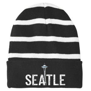 Cool Seattle Space Needle Souvenir Usa Washington Striped Beanie with Solid Band