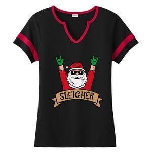 Christmas Sleigher Santa Rock Xmas Rocker Ladies Halftime Notch Neck Tee