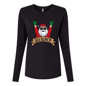 Christmas Sleigher Santa Rock Xmas Rocker Womens Cotton Relaxed Long Sleeve T-Shirt