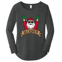 Christmas Sleigher Santa Rock Xmas Rocker Women's Perfect Tri Tunic Long Sleeve Shirt