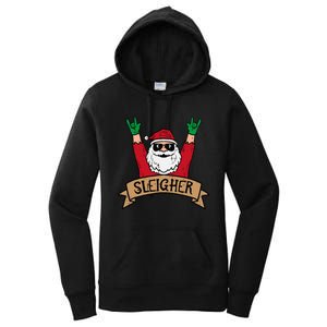 Christmas Sleigher Santa Rock Xmas Rocker Women's Pullover Hoodie