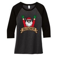 Christmas Sleigher Santa Rock Xmas Rocker Women's Tri-Blend 3/4-Sleeve Raglan Shirt