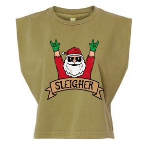 Christmas Sleigher Santa Rock Xmas Rocker Garment-Dyed Women's Muscle Tee