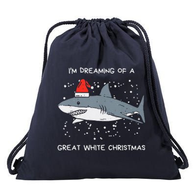 Christmas Shark Santa Hat Xmas Santa Jaws Funny Shark Pun Drawstring Bag