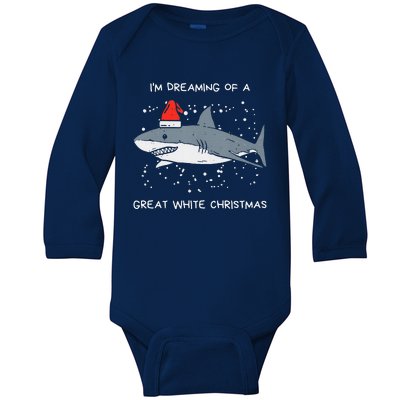 Christmas Shark Santa Hat Xmas Santa Jaws Funny Shark Pun Baby Long Sleeve Bodysuit