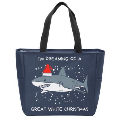 Christmas Shark Santa Hat Xmas Santa Jaws Funny Shark Pun Zip Tote Bag