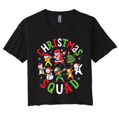 Christmas Squad Santa Dabbing Family Matching Pajamas Women's Crop Top Tee