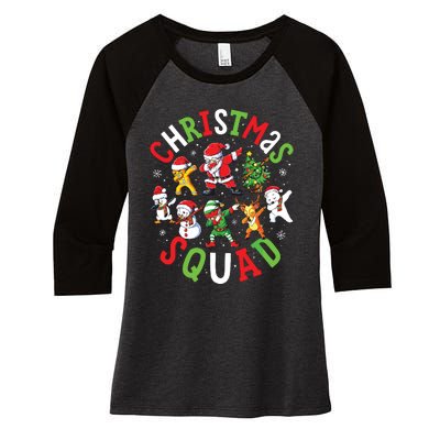 Christmas Squad Santa Dabbing Family Matching Pajamas Women's Tri-Blend 3/4-Sleeve Raglan Shirt