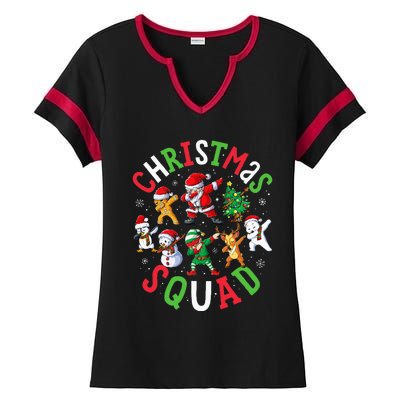 Christmas Squad Santa Dabbing Elf Family Matching Pajamas Ladies Halftime Notch Neck Tee