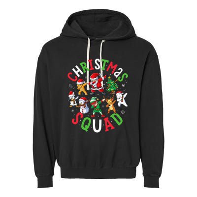 Christmas Squad Santa Dabbing Elf Family Matching Pajamas Garment-Dyed Fleece Hoodie