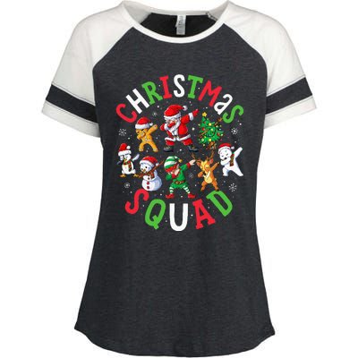 Christmas Squad Santa Dabbing Elf Family Matching Pajamas Enza Ladies Jersey Colorblock Tee