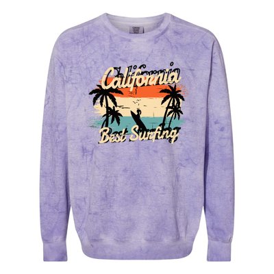 California Surfing Summer Beach Vintage Sunset Colorblast Crewneck Sweatshirt