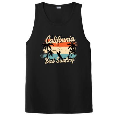 California Surfing Summer Beach Vintage Sunset PosiCharge Competitor Tank