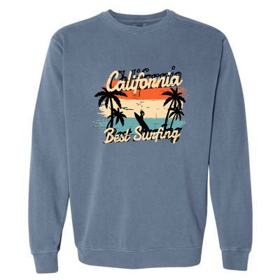 California Surfing Summer Beach Vintage Sunset Garment-Dyed Sweatshirt