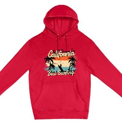 California Surfing Summer Beach Vintage Sunset Premium Pullover Hoodie