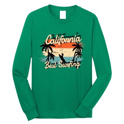 California Surfing Summer Beach Vintage Sunset Long Sleeve Shirt