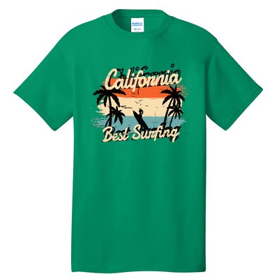 California Surfing Summer Beach Vintage Sunset Tall T-Shirt