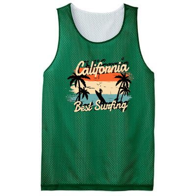 California Surfing Summer Beach Vintage Sunset Mesh Reversible Basketball Jersey Tank