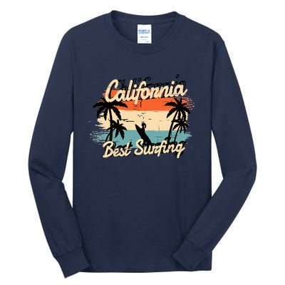 California Surfing Summer Beach Vintage Sunset Tall Long Sleeve T-Shirt