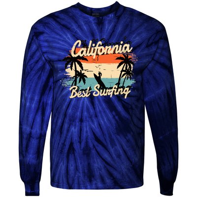 California Surfing Summer Beach Vintage Sunset Tie-Dye Long Sleeve Shirt