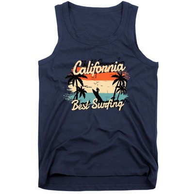 California Surfing Summer Beach Vintage Sunset Tank Top