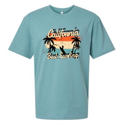 California Surfing Summer Beach Vintage Sunset Sueded Cloud Jersey T-Shirt