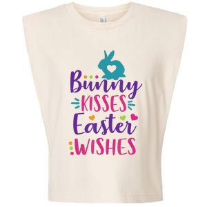 Cute Sunday School or Egg Hunt Bunny Kisses Easter Wishes Garment-Dyed Women's Muscle Tee