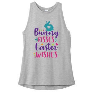 Cute Sunday School or Egg Hunt Bunny Kisses Easter Wishes Ladies PosiCharge Tri-Blend Wicking Tank