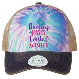 Cute Sunday School or Egg Hunt Bunny Kisses Easter Wishes Legacy Tie Dye Trucker Hat